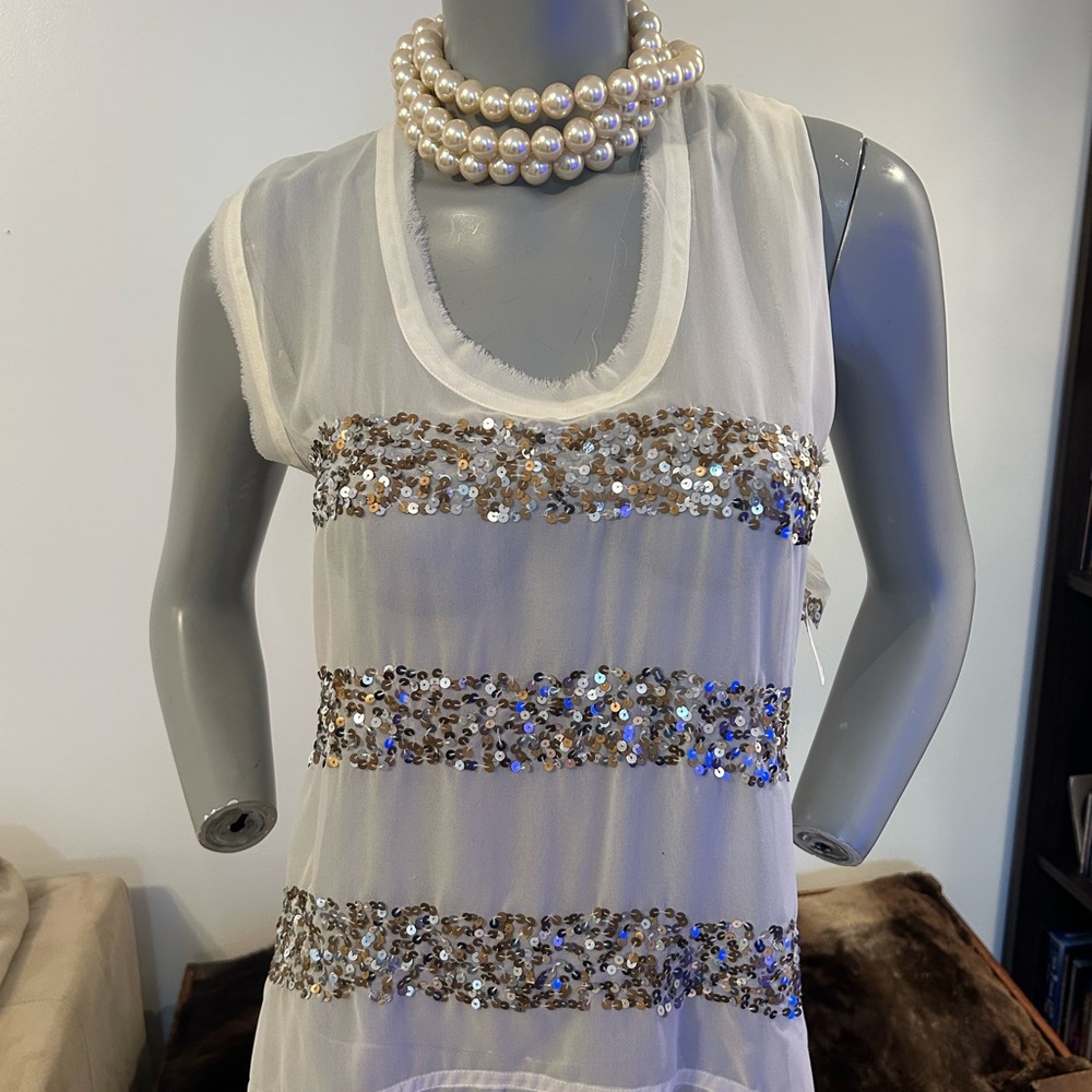 Gorgeous Jessica Simpson Sequin Embellished White Camisole❤️XS
